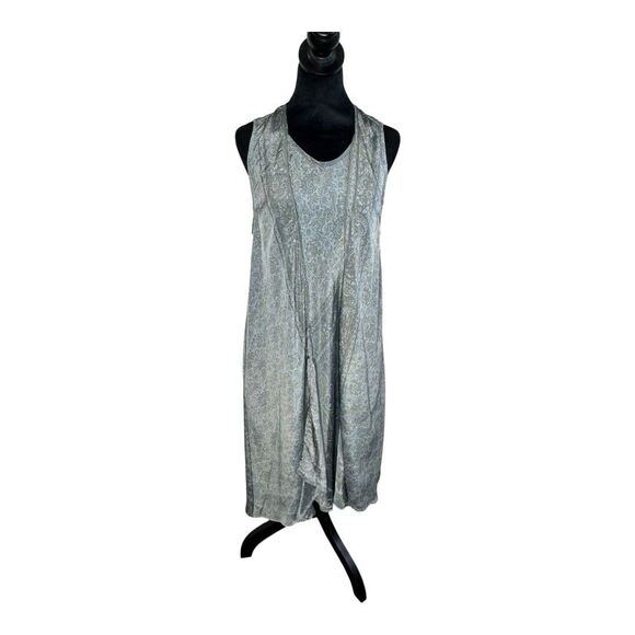 Earthbound Trading Co Medium Dress Maxi Halter Slip Gray Paisley & Matching Vest - Picture 1 of 10